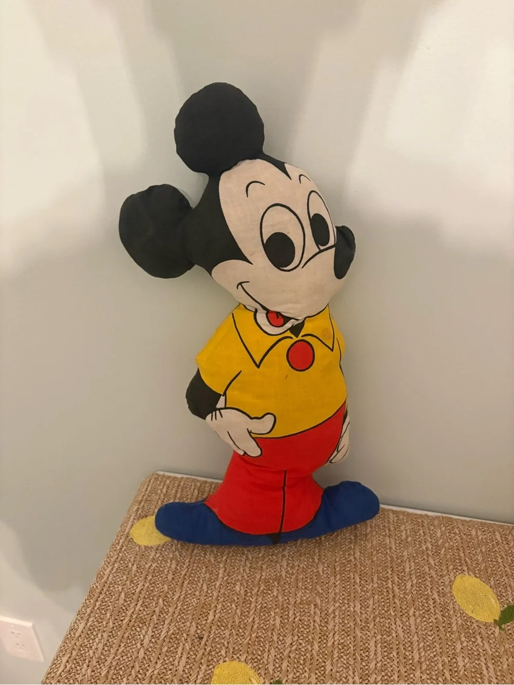 Vintage Disney Mickey Mouse Cut Sew Fabric Panel Pillow Plush Toy Doll 17.5 in